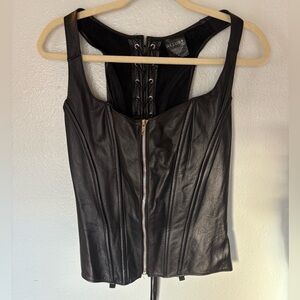 Allure Black Leather Crop Top